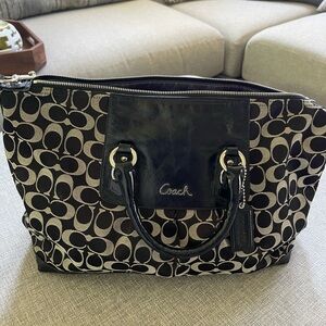 Coach Black and Brown Signature Tote Bag